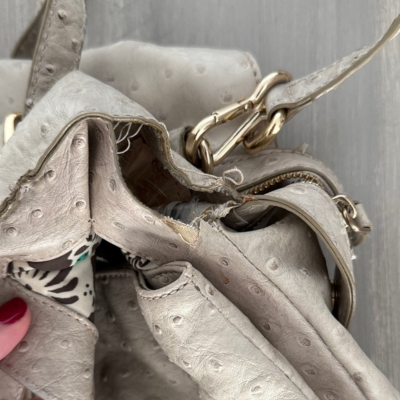 Marc by Marc Jacobs Aurora Ostrich Embossed Beige Satchel Purse - Picture 7 of 13